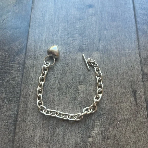 Bracelet solid ring Sterling 925Clasp solid heart